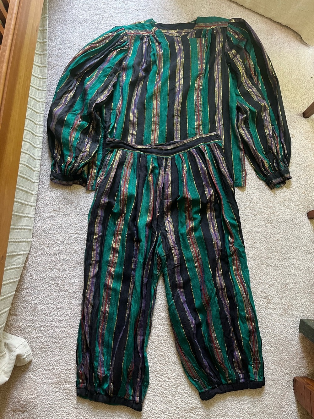 Vintage Supercraft Metallic striped harem pant set